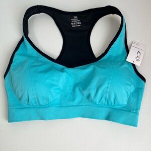 NWT Char Ming & Dream Woman’s Seamless Racerback Sports Bra - Turquoise Blue 3XL